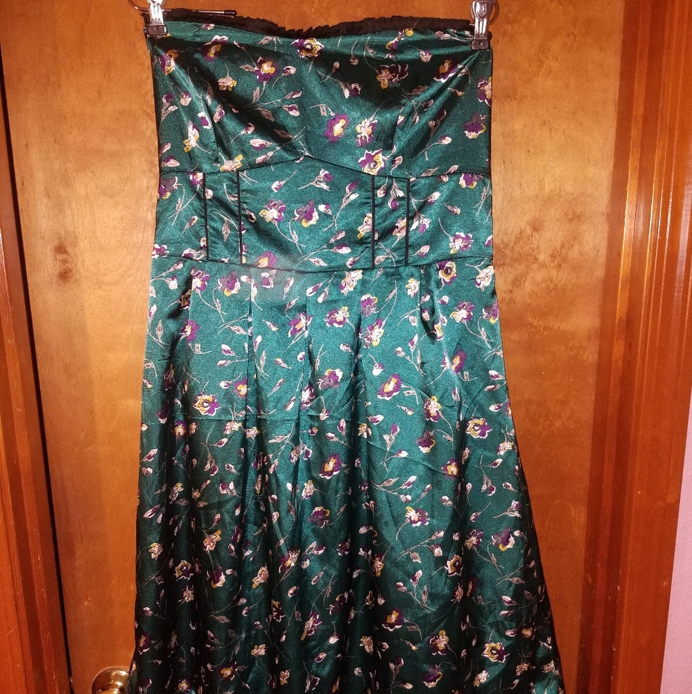 Strapless floral print dress